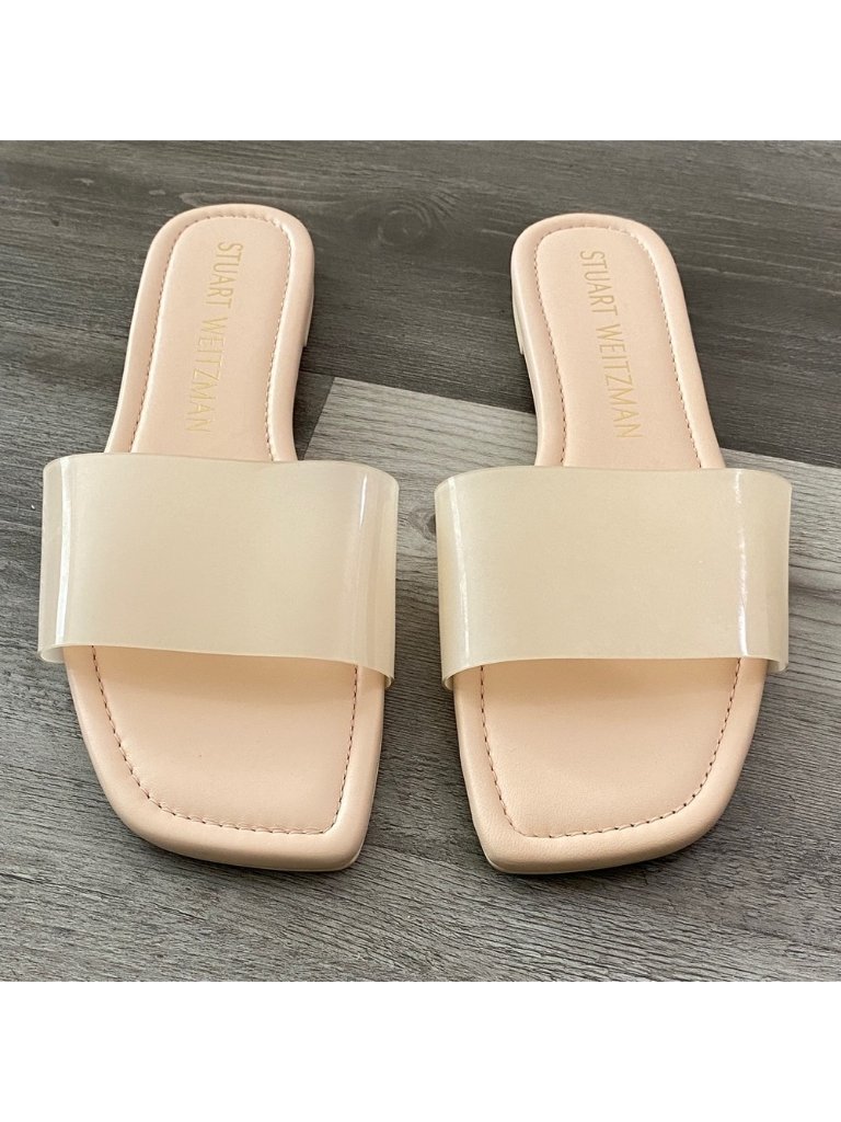 Stuart Weitzman Summer Slide Sandal Leather Jelly Strap Rosewater Square Toe 11